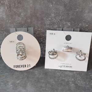 Forever 21 Silvertone Ring Bundle  Size 6